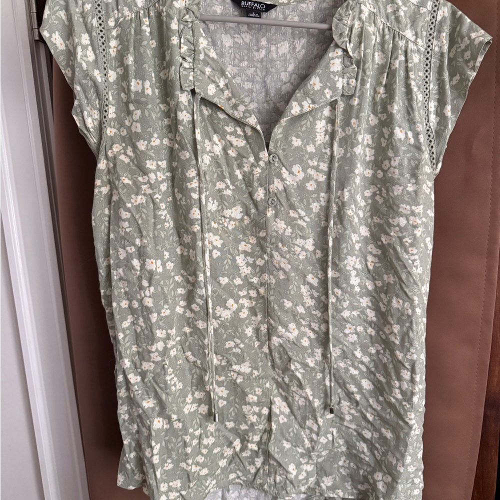 Buffalo David Bitton Sage Floral Blouse